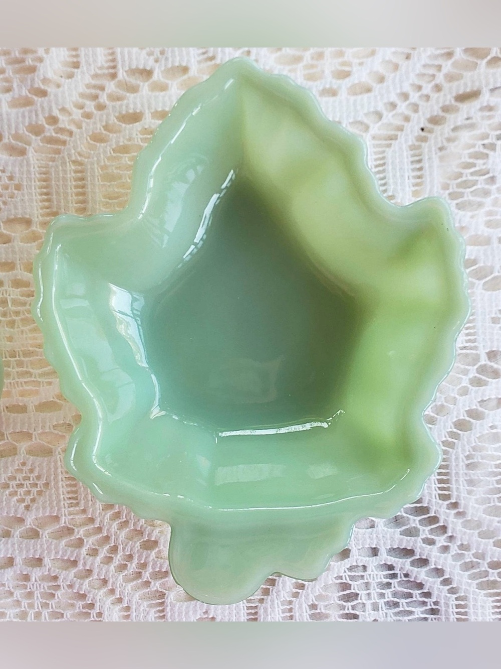 Jadeite Fire King Leaf Dish - Vintage Anchor Hocking Jadeite Maple Leaf Dish 6.5